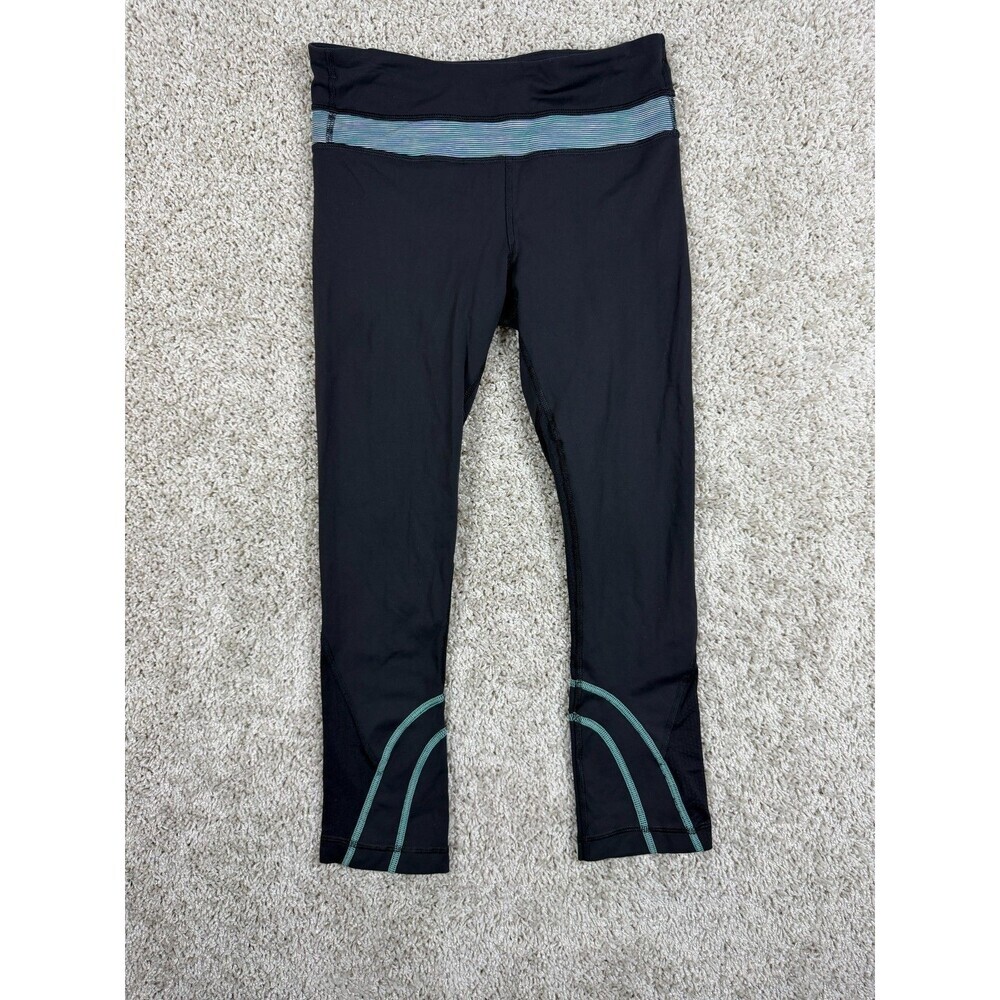 Lululemon Black Crop Capri Leggings Womens Size 4 High Rise Zip Pocket